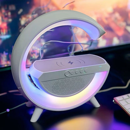 G-Shape RGB Bluetooth Speaker with Wireless Charging & Night Lamp