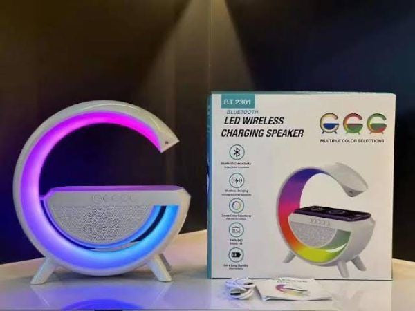G-Shape RGB Bluetooth Speaker with Wireless Charging & Night Lamp