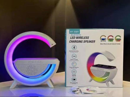 G-Shape RGB Bluetooth Speaker with Wireless Charging & Night Lamp