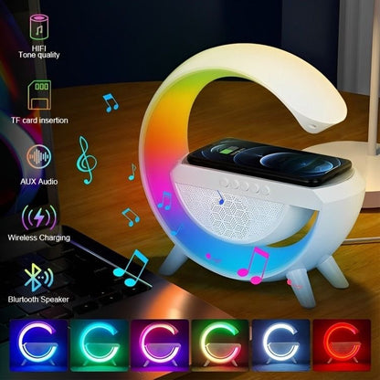 G-Shape RGB Bluetooth Speaker with Wireless Charging & Night Lamp