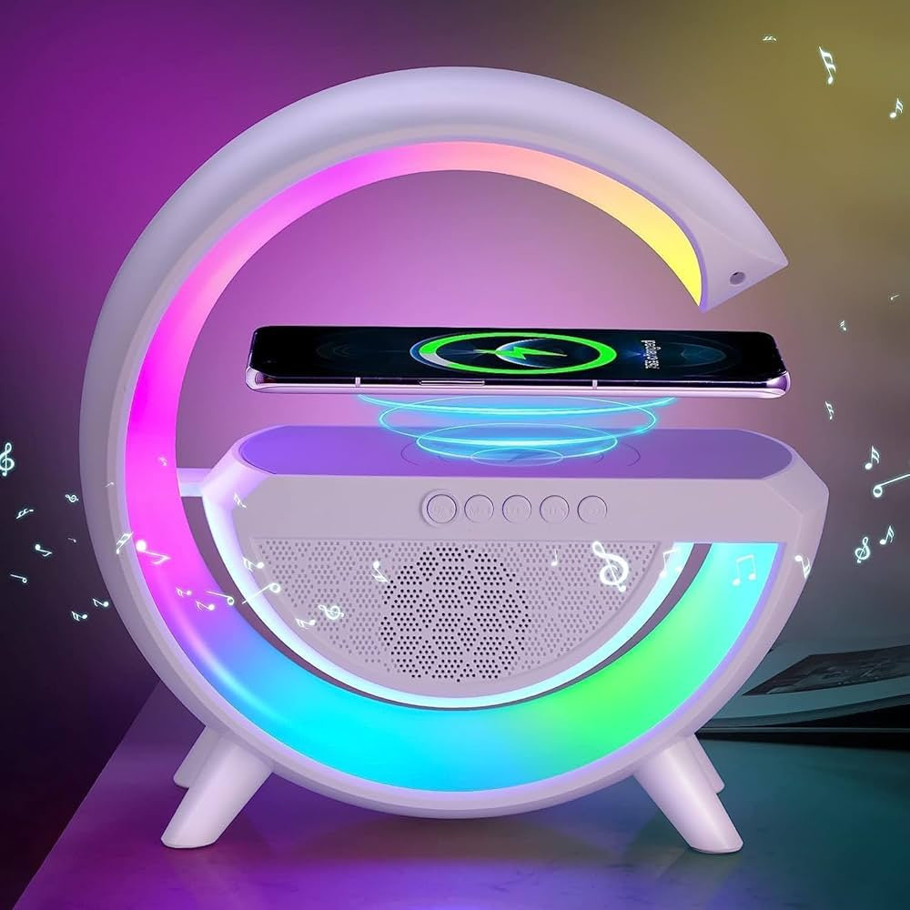 G-Shape RGB Bluetooth Speaker with Wireless Charging & Night Lamp
